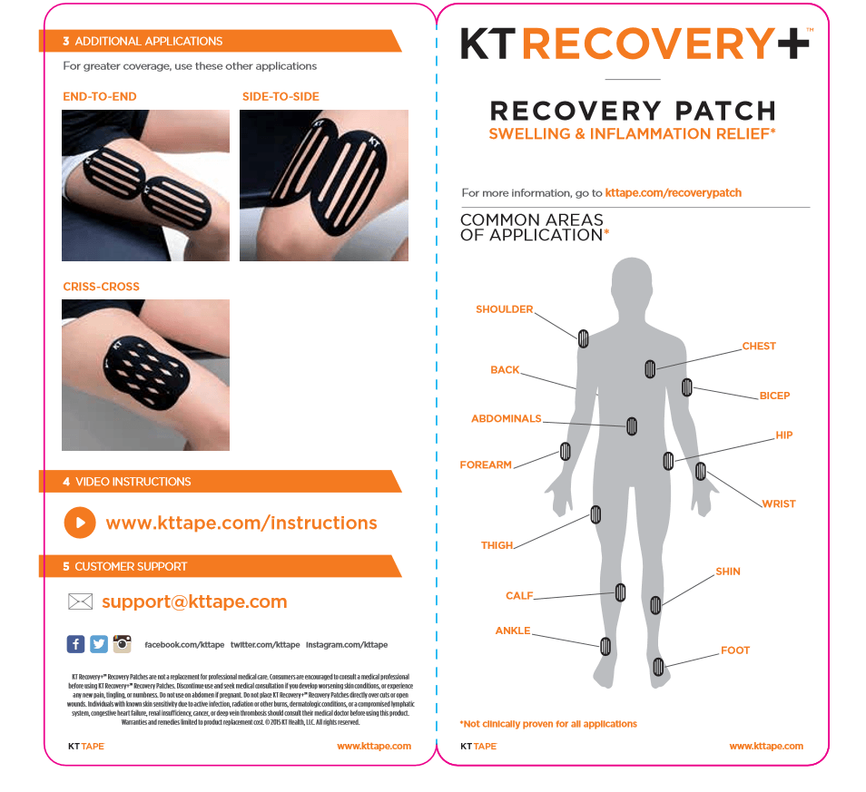 KT Tape on X: The essential tool your recovery kit needs, the KT Recovery+  Patch. The simple 2-step application for swelling and inflammation relief  to keep you swimming, hiking, running, and more!